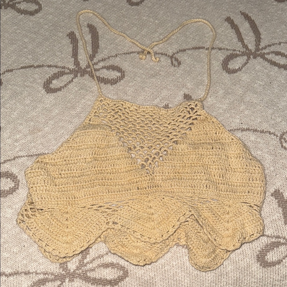 Chic Tan Crochet Women's Tank Top